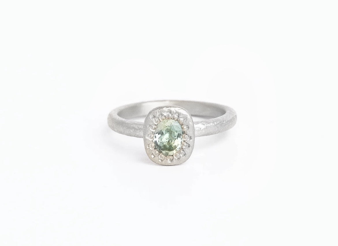 Custom Cerulean ring, Etty ring and Zinnia ring
