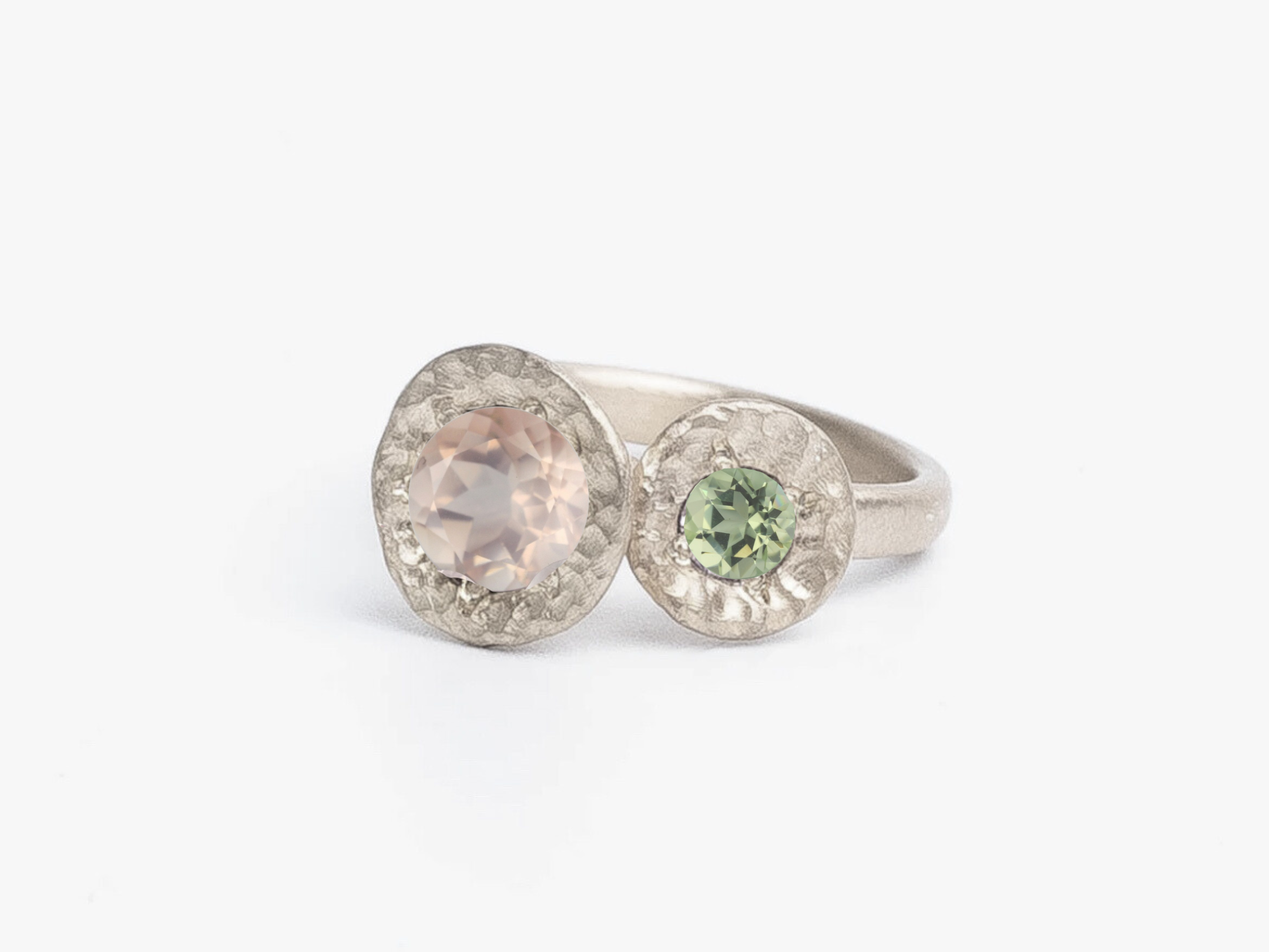 Custom Cerulean ring, Etty ring and Zinnia ring