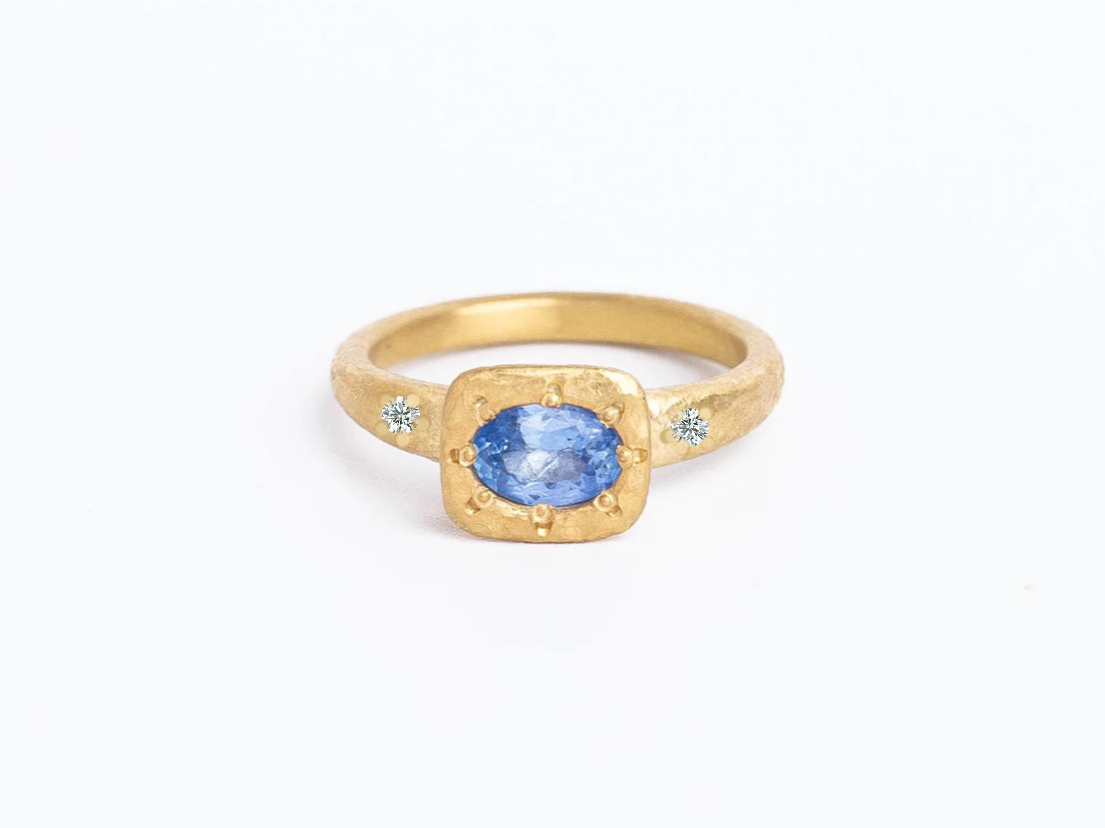 Custom Cerulean ring with diamonds - size S