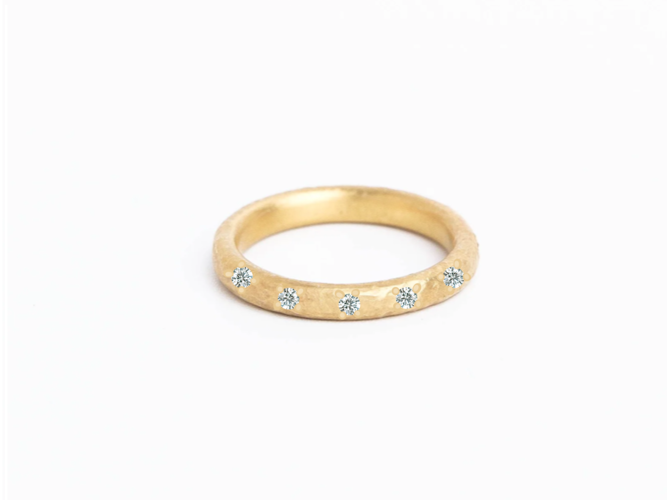 Custom Honey Band in 9ct yellow gold with five diamonds